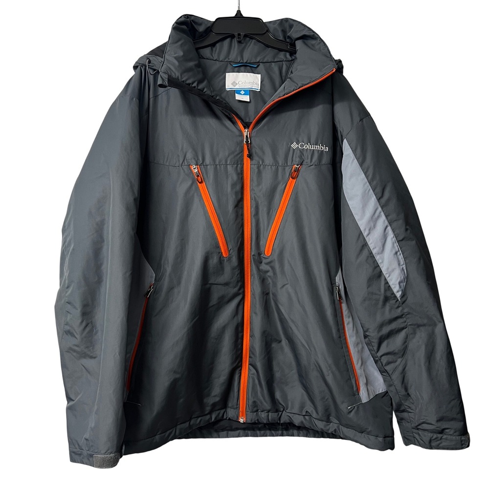 Columbia Mens Grey Orange Insulated Hooded Jacket Coat XL